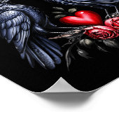 F-caw-f Black Crow Black Bird Roses Heart Funny Va Poster (Hoek)