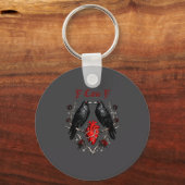 F-caw-f Black Crow Black Bird Roses Heart Funny Va Sleutelhanger (Voorkant)