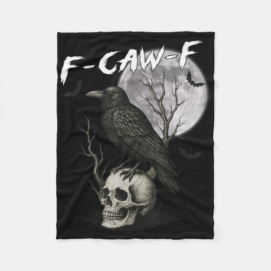 F-caw-f Black Crow Pun Funny Bird Cawing Gothic Ha Fleece Deken (Voorkant)