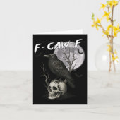 F-caw-f Black Crow Pun Funny Bird Cawing Gothic Ha Kaart (Gele Bloem)