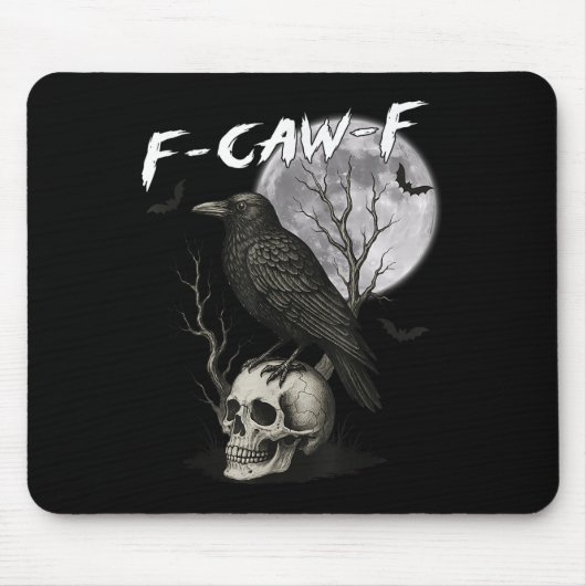 F-caw-f Black Crow Pun Funny Bird Cawing Gothic Ha Muismat (Voorkant)