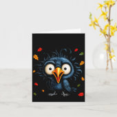 F-caw-f Black Crow Pun Funny Bird Cawing Nge Hallo Kaart (Gele Bloem)