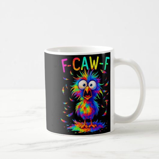 F-caw-f Black Crow Tie Dye Bird Funny Bird Shocked Koffiemok (Rechts)