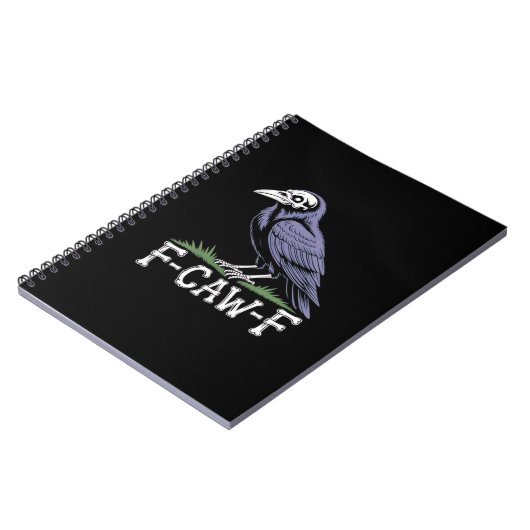F-Caw-F Bone Text Skull Raven - Gothic Macabre Hum Notitieboek (Linkerzijde)