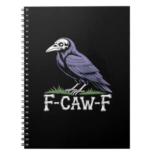 F-Caw-F Bone Text Skull Raven - Gothic Macabre Hum Notitieboek (Voorkant)