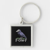 F-Caw-F Bone Text Skull Raven - Gothic Macabre Hum Sleutelhanger (Voorkant)