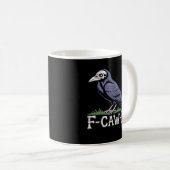 F-Caw-F Bot Tekst Schedel Raaf - Gotische Macabere Koffiemok (Voorkant rechts)
