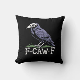 F-Caw-F Bot Tekst Schedel Raaf - Gotische Macabere Kussen