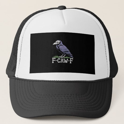 F-Caw-F Bot Tekst Schedel Raaf - Gotische Macabere Trucker Pet (Voorkant)