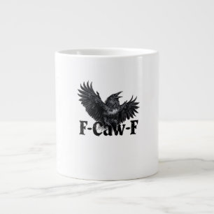 F-Caw-F Boze Raven Kunstprint Gotische Kraai Illus Grote Koffiekop