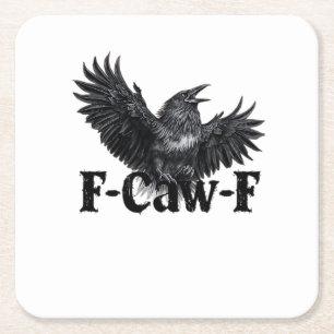 F-Caw-F Boze Raven Kunstprint Gotische Kraai Illus Kartonnen Onderzetters