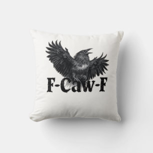 F-Caw-F Boze Raven Kunstprint Gotische Kraai Illus Kussen