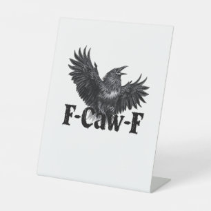 F-Caw-F Boze Raven Kunstprint Gotische Kraai Illus Reclamebord Met Voetstuk