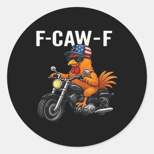 F-Caw-F Chicken Classic Aesthetic Graphic Ronde Sticker (Voorkant)