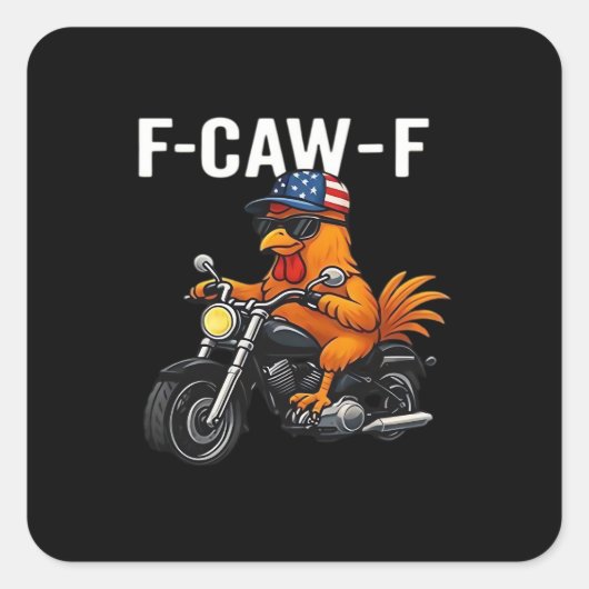 F-Caw-F Chicken Classic Aesthetic Graphic Vierkante Sticker (Voorkant)