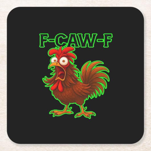 F-Caw-F Chicken Classic Retro Graphic Kartonnen Onderzetters (Voorkant)