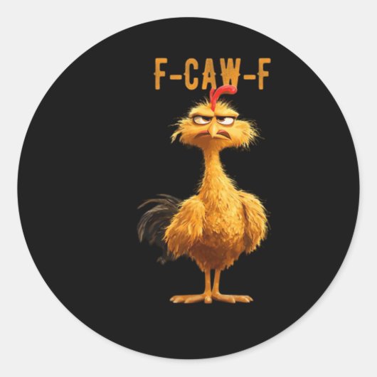 F-Caw-F Chicken Classic Retro Stijl Ronde Sticker (Voorkant)