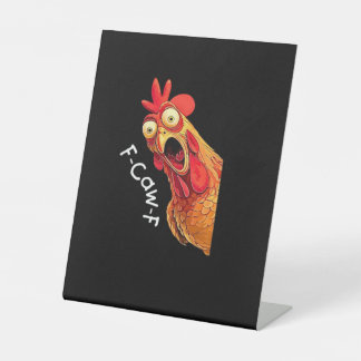 F-Caw-F-Chicken Classic Vintage Graphic Reclamebord Met Voetstuk