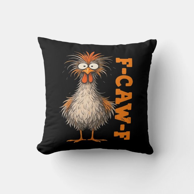 F-Caw-F-Chicken Eagerlys Kleurrijke Grappige Haan  Kussen (Voorkant)