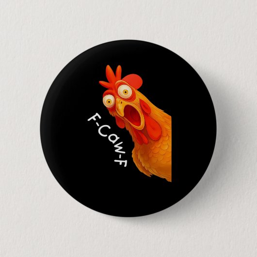 F-Caw-F Chicken Essential Classic Retro Ronde Button 5,7 Cm (Voorkant)