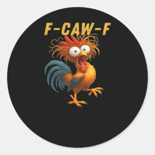 F-Caw-F-Chicken Essentiële Retro Klassieker Ronde Sticker