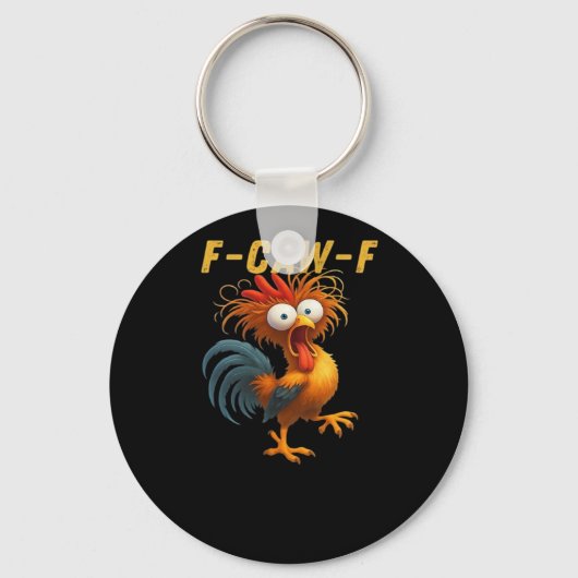F-Caw-F-Chicken Essentiële Retro Klassieker Sleutelhanger (Voorkant)
