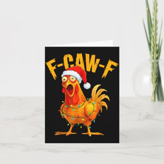 F-caw-f Chicken Fcawf Chicken Christmas Light Sant Kaart (Voorkant)