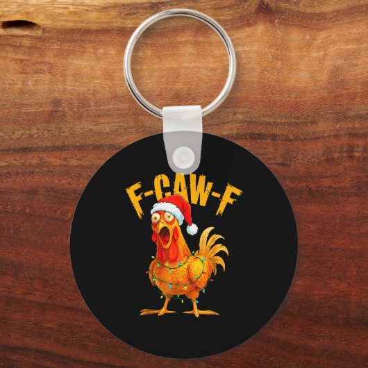 F-caw-f Chicken Fcawf Chicken Christmas Light Sant Sleutelhanger (Voorkant)