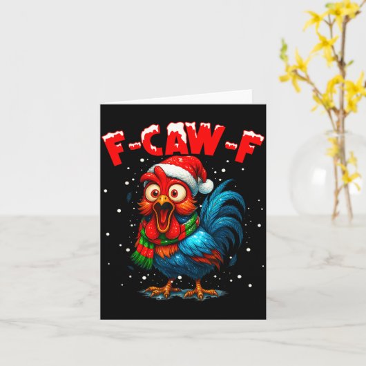 F-caw-f Chicken Fcawf Rooster Coffee Christmas Fca Kaart (Gele Bloem)