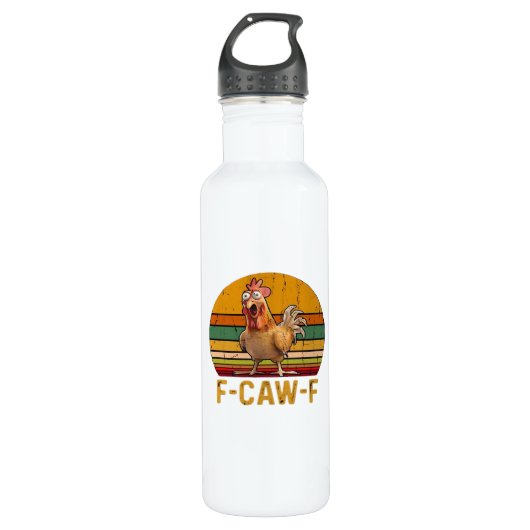 F-Caw-F Chicken Humor Essential Minimal Clean Waterfles (Voorkant)