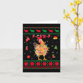 F-caw-f Chicken Humor Meme Rooster Christmas Ugly Kaart (Gele Bloem)
