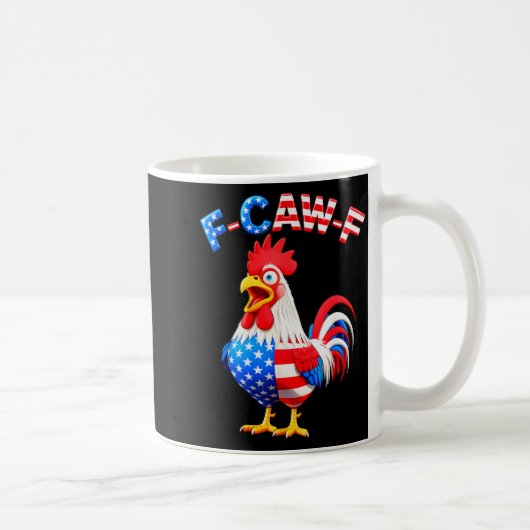 F-caw-f Chicken Humor Quote Rooster Meme Funny Usa Koffiemok (Rechts)