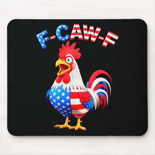 F-caw-f Chicken Humor Quote Rooster Meme Funny Usa Muismat (Voorkant)