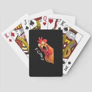 F-Caw-F-Chicken Klassieke Vintage Grafiek Pokerkaarten