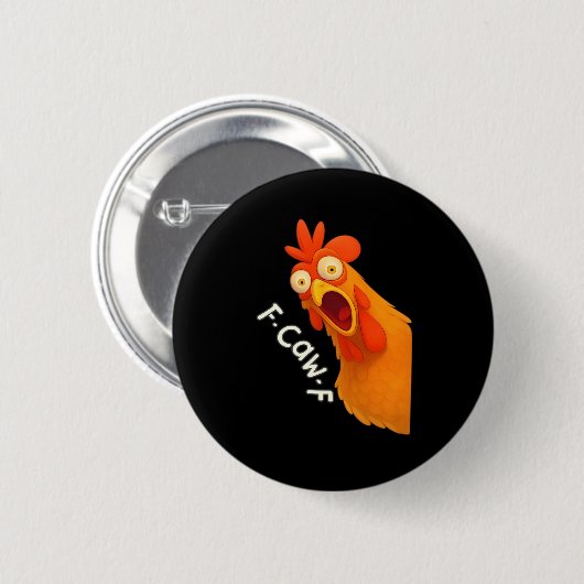 F-Caw-F Chicken Retro Classic Ronde Button 5,7 Cm (Voorkant /achterkant)