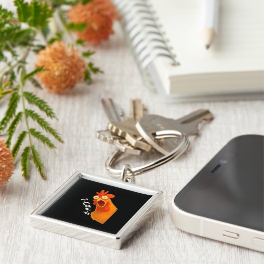 F-Caw-F Chicken Retro Classic Sleutelhanger (Zijkant)