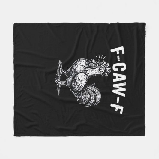 F-Caw-F Chicken Retro Graphic Fleece Deken (Voorkant (Horizontaal))