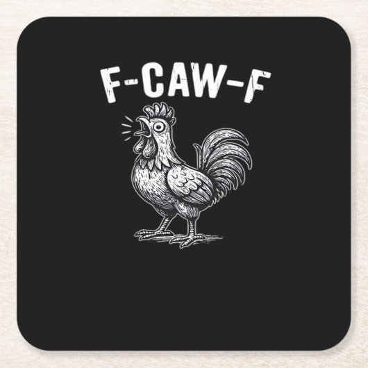 F-Caw-F Chicken Retro Graphic Kartonnen Onderzetters (Voorkant)