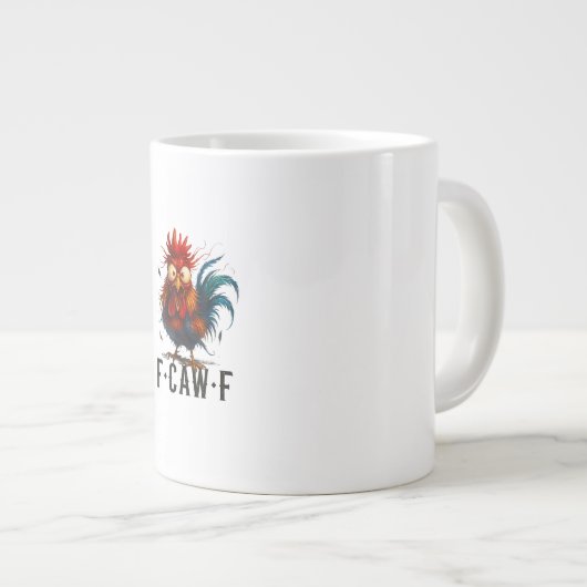 F-Caw-F Chicken Rooster Funny Meme Grote Koffiekop (Voorkant rechts)