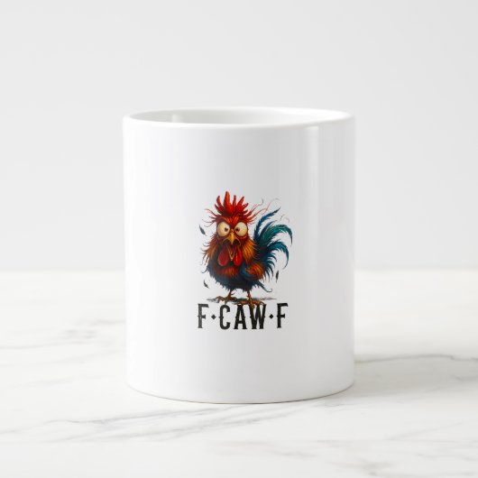 F-Caw-F Chicken Rooster Funny Meme Grote Koffiekop (Voorkant)