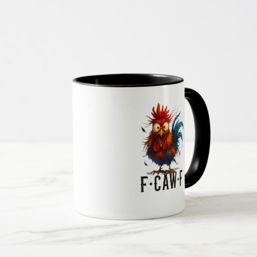 F-Caw-F Chicken Rooster Funny Meme Mok (Voorkant rechts)