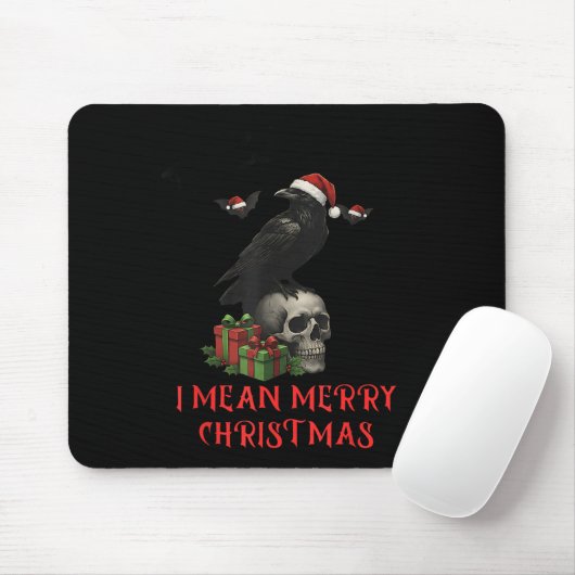 F-caw-f Christmas Crow Funny Goth Christmas Skull  Muismat (Met muis)