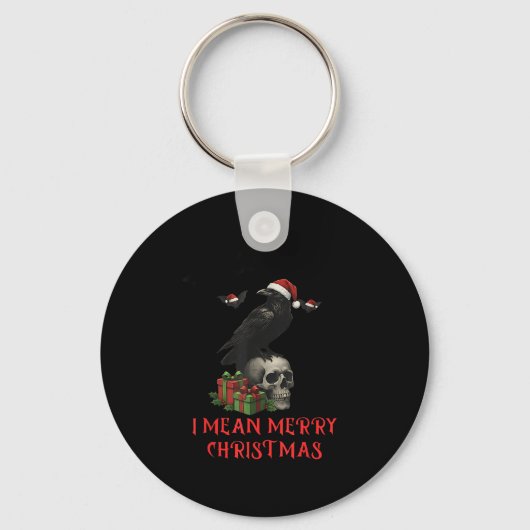 F-caw-f Christmas Crow Funny Goth Christmas Skull Sleutelhanger (Voorkant)