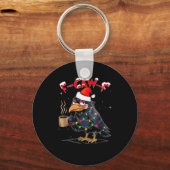 F-caw-f Christmas Crow Xmas Goth Lights Santa Hat Sleutelhanger (Voorkant)
