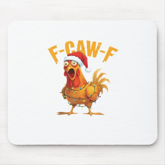 F-Caw-F Christmas Funny Chicken Christmas Essentia Muismat (Voorkant)