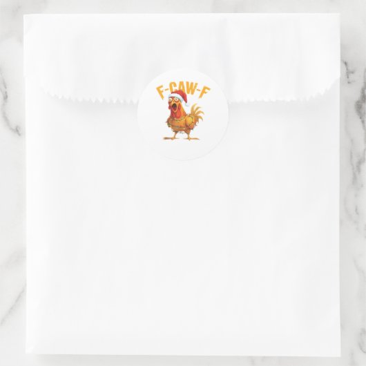 F-Caw-F Christmas Funny Chicken Christmas Essentia Ronde Sticker (Tas)