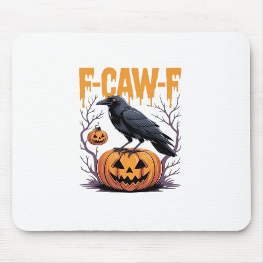F-Caw-F Classic Halloween Raven Pumpkin Tee - Spoo Muismat (Voorkant)