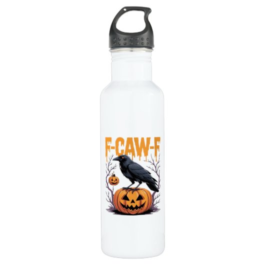 F-Caw-F Classic Halloween Raven Pumpkin Tee - Spoo Waterfles (Voorkant)