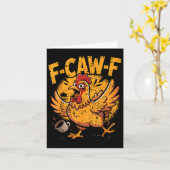 F Caw F Coffee Chicken F Kawf Rooster Funny Bird F Kaart (Gele Bloem)
