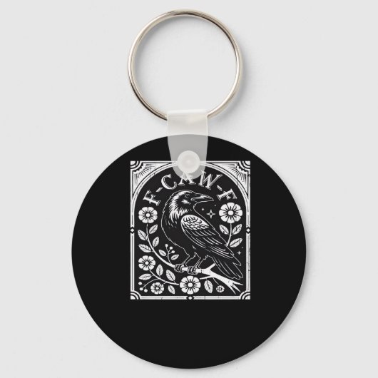 F-Caw-F Crow Aesthetic Casual Sleutelhanger (Voorkant)
